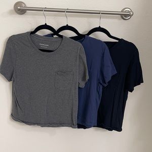 Bundle of 3 Everlane Boxy Pocket Crop Ts